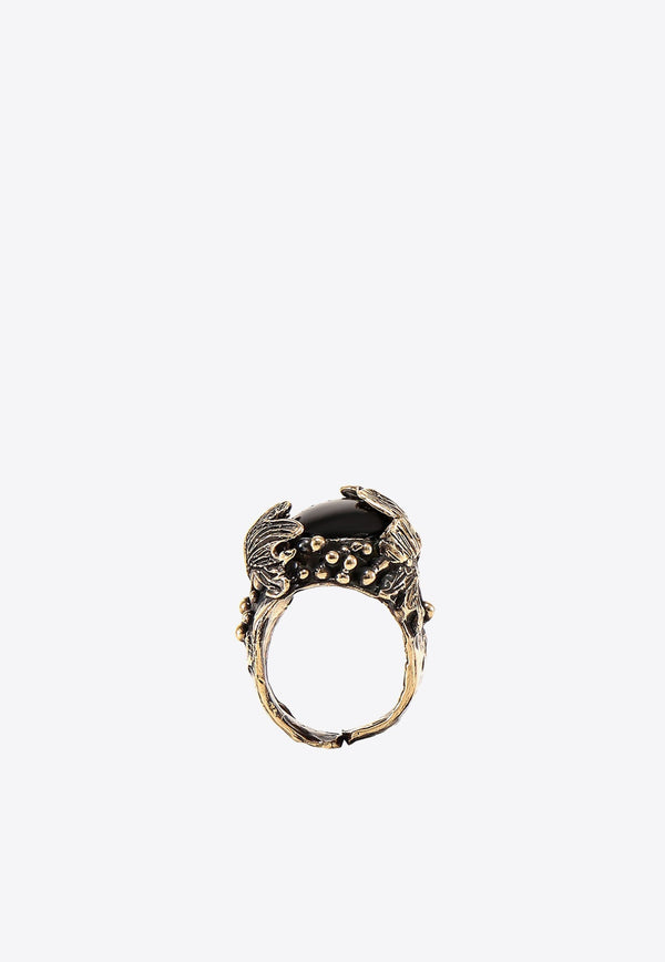 Stone-Detail Gold-Tone Ring