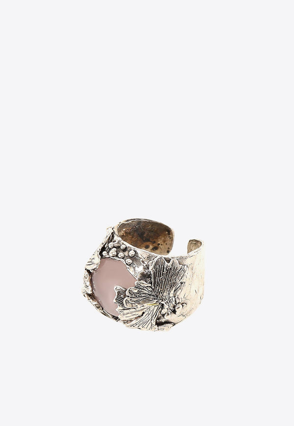 Stone-Detail Silver-Tone Ring