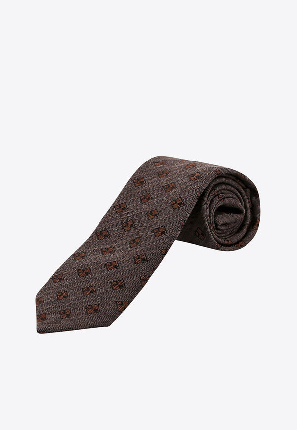 Patterned Wool-Blend Tie