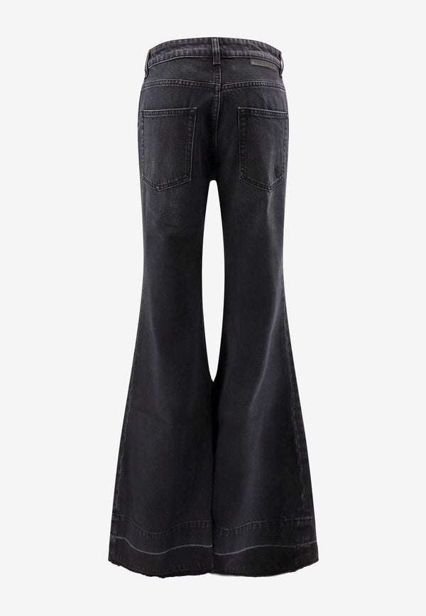 Chain-Detailed Flared Jeans