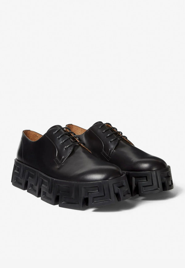 Greca Labyrinth Lace-Up Derby Shoes
