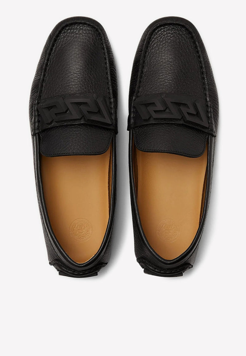 Greca Print Slip-on Leather Loafers