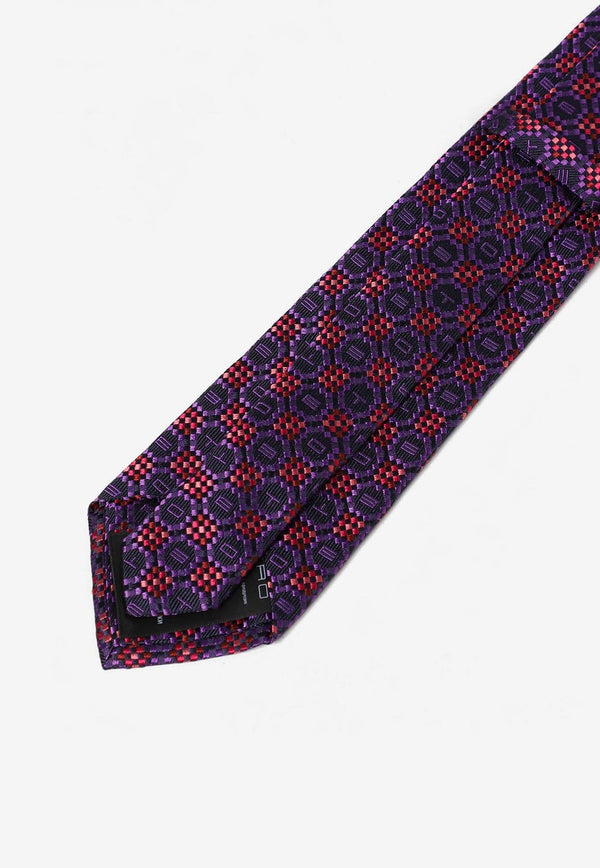 Geometric Logo Pattern Silk Tie