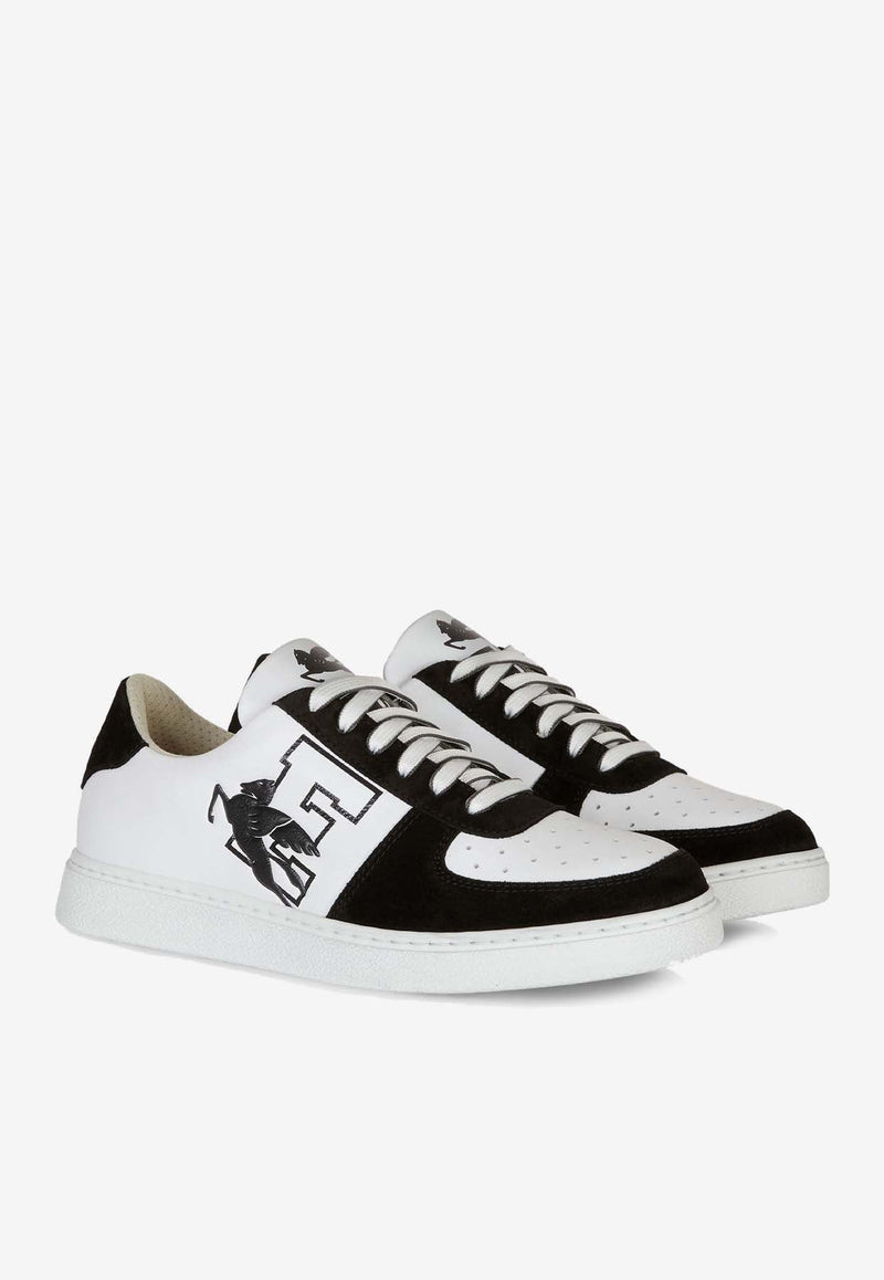 Pegaso Logo Leather Low-Top Sneakers