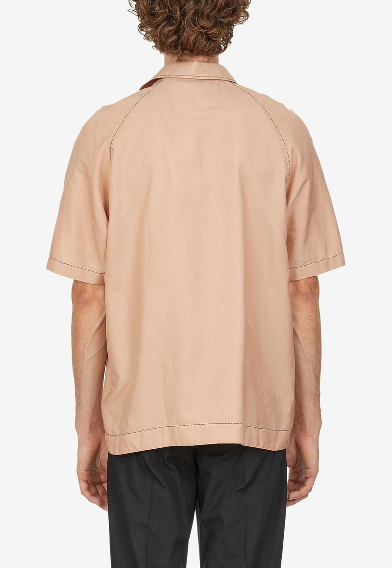 Short-Sleeved Shirt in Silk and Cotton