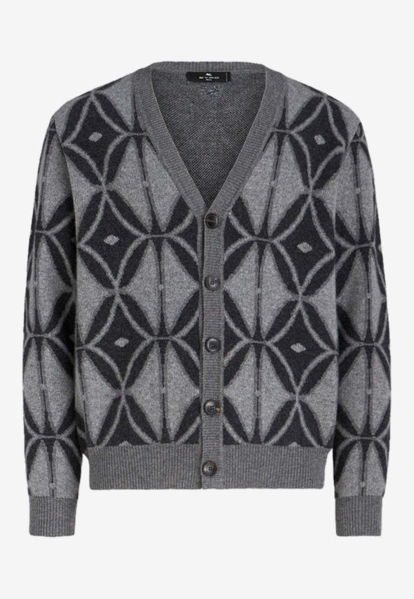 Geometric Pattern Wool Cardigan
