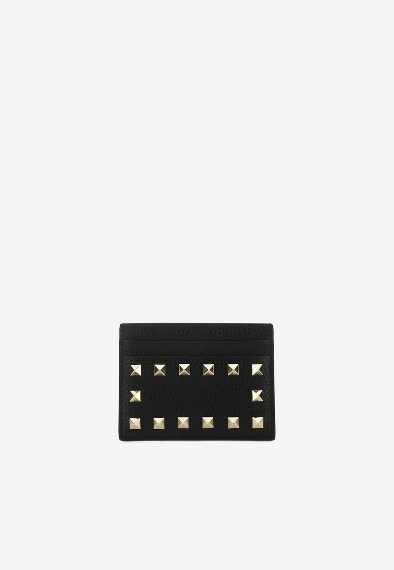 Rockstud Logo Cardholder in Grained Leather