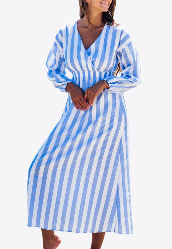 Eau Vive Elastic Waist Striped Maxi Dress