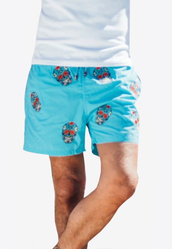Mexican Head Embroidery Swim Shorts