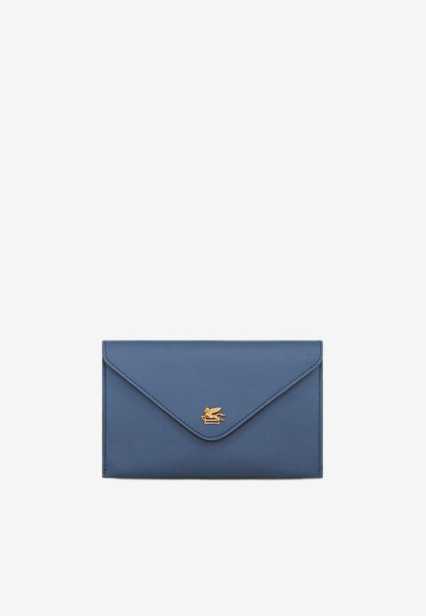 Envelope Calf Leather Clutch with Pegaso Logo