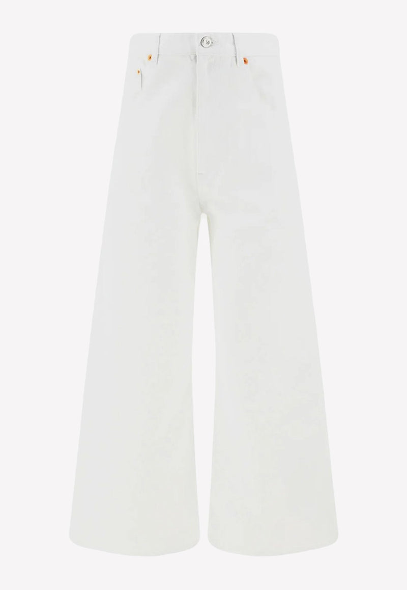 VLogo Chain Wide-Leg Jeans