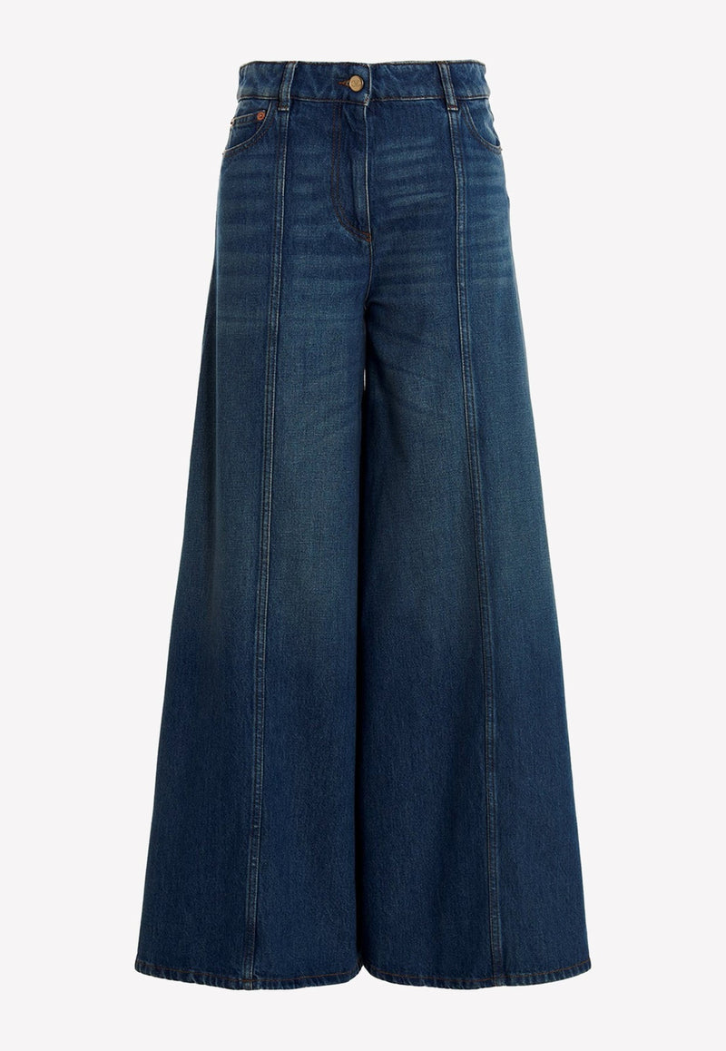 Wide-Leg Jeans with VLogo Chain