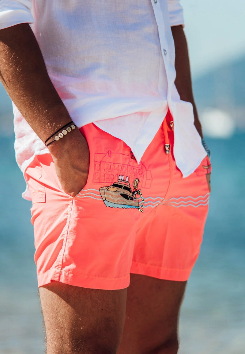 All-Over Saint-Tropez Embroidered Swim Shorts