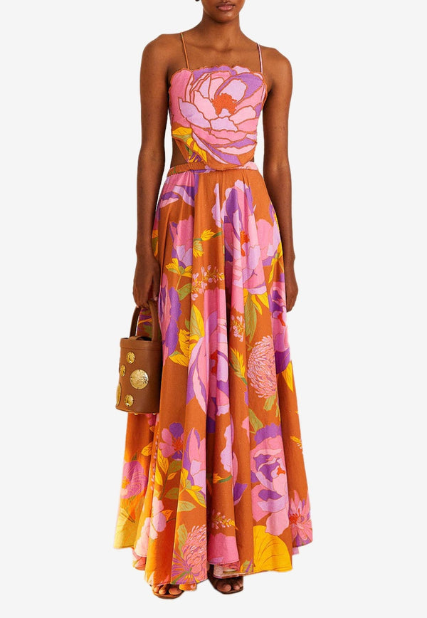 Floral Maxi Dress in Linen Blend