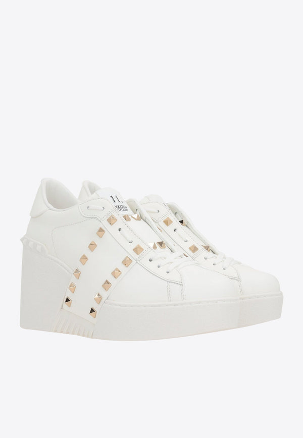 Open Disco Wedge Sneakers in Calf Leather