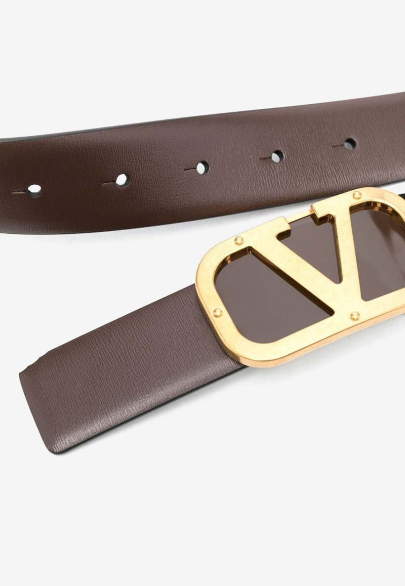 VLogo Buckle Leather Belt