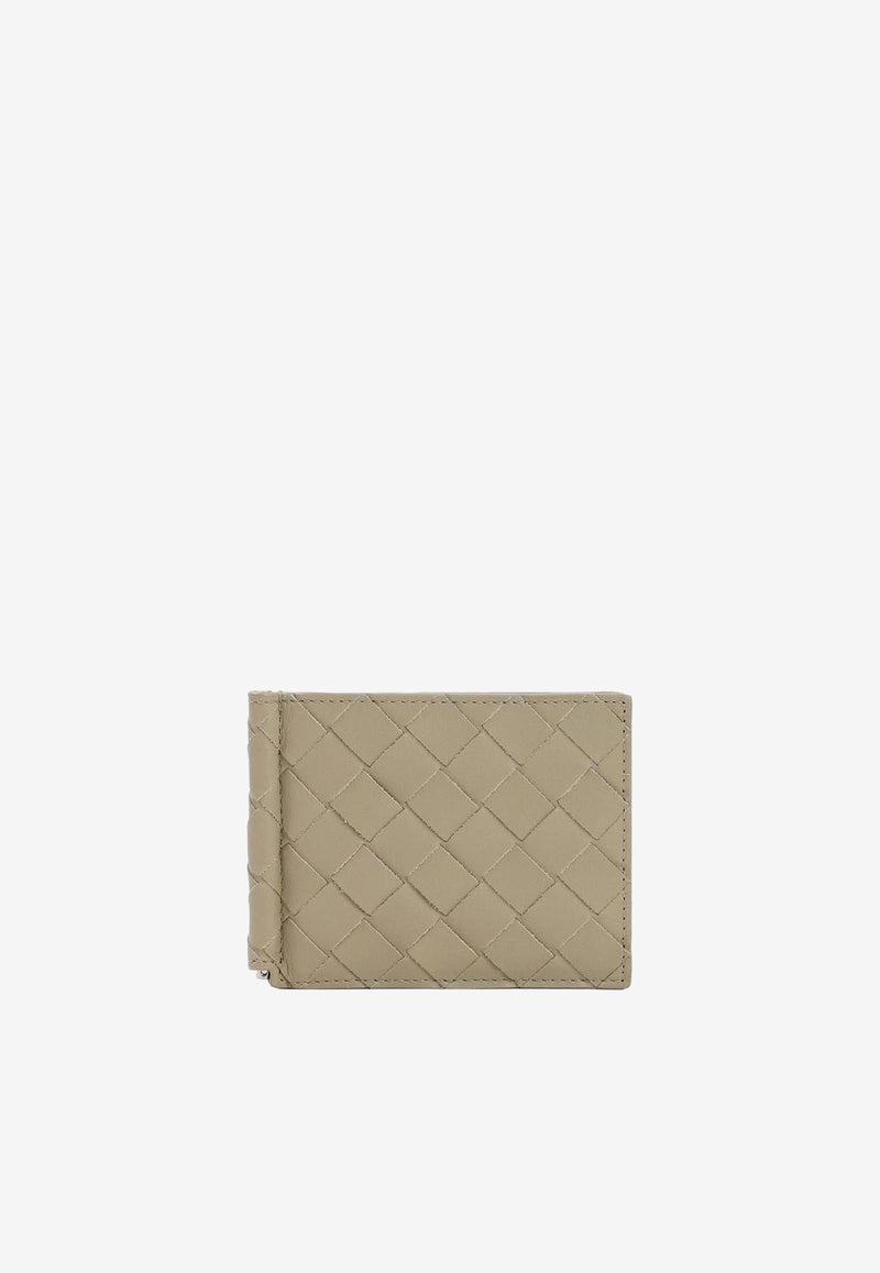 Bill Clip Wallet in Intrecciato Leather