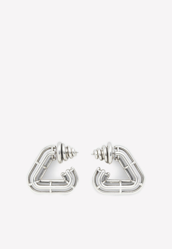Triangular Silver Hoop Earrings