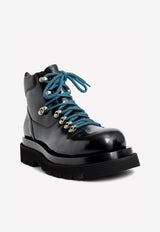 Lug Hiking Ankle Boots in Glossy Leather