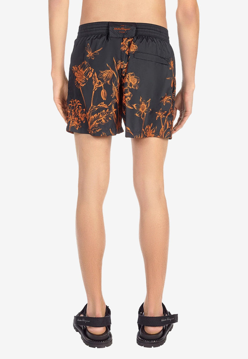 Floral Print Nylon Swim Shorts