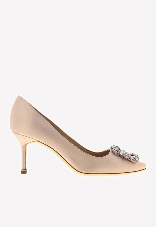 Hangisi 70 Satin Pumps with Crystal Buckle
