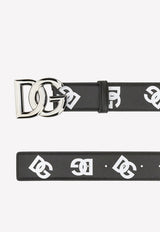 Logo-Print Leather Belt