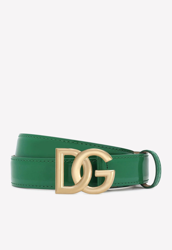 DG Logo Belt in Polished Calf Leather