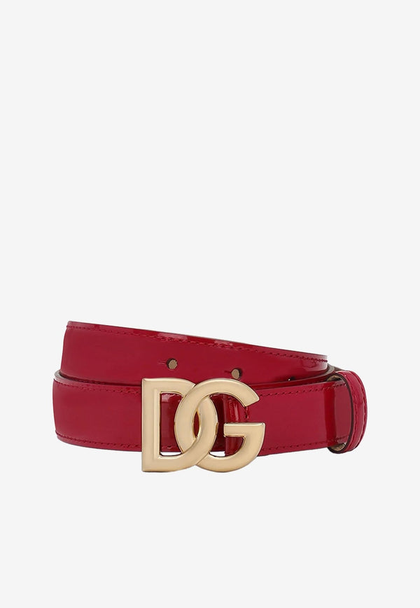 DG Logo Belt in Polished Leather