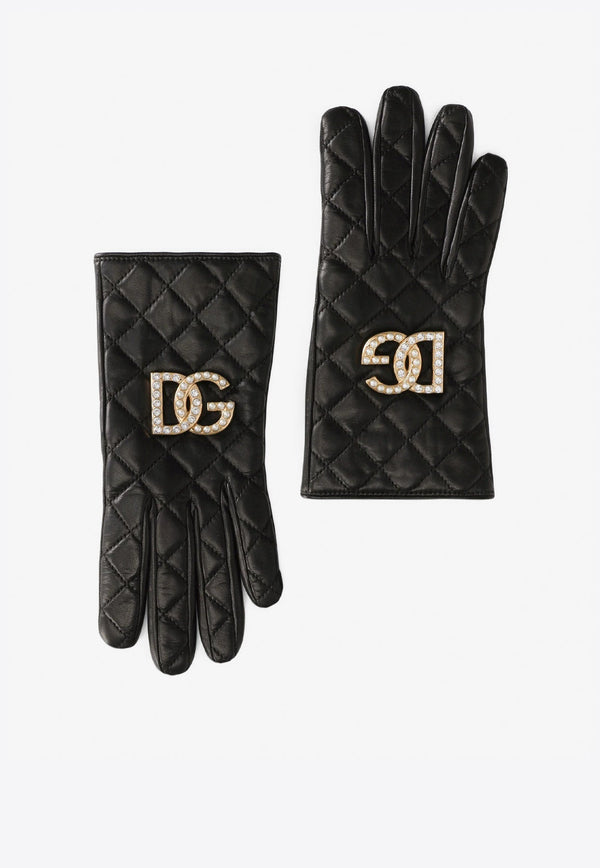 DG Logo Quilted Nappa Leather Gloves