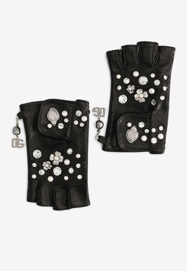 Embellished Nappa Leather Gloves