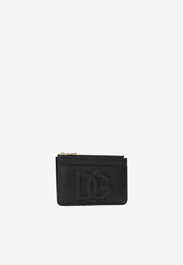 Medium DG Logo Zip Cardholder in Calf Leather