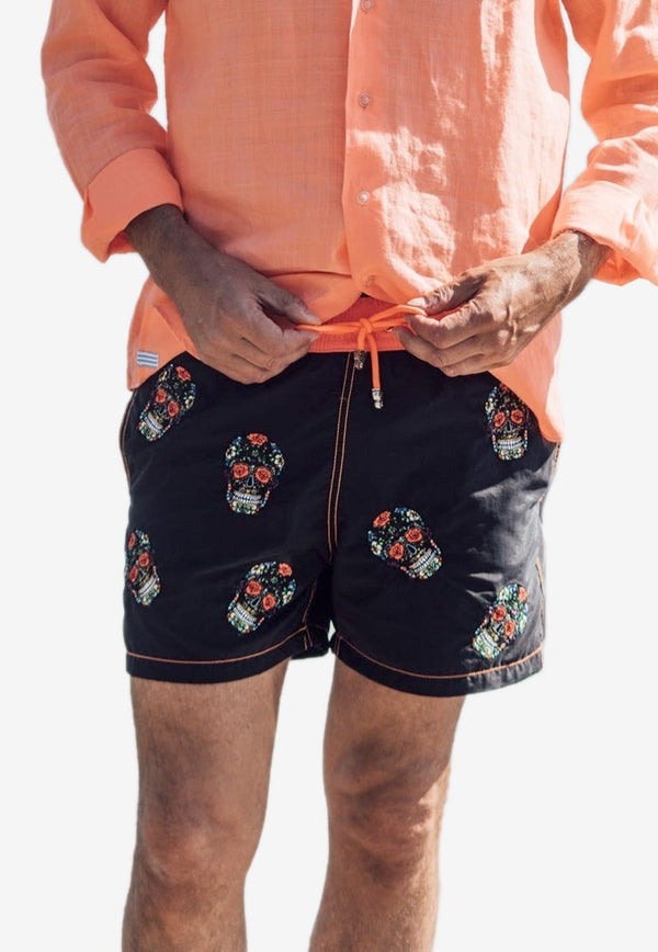 Byblos All-Over Mexican Head Embroidery Swim Shorts