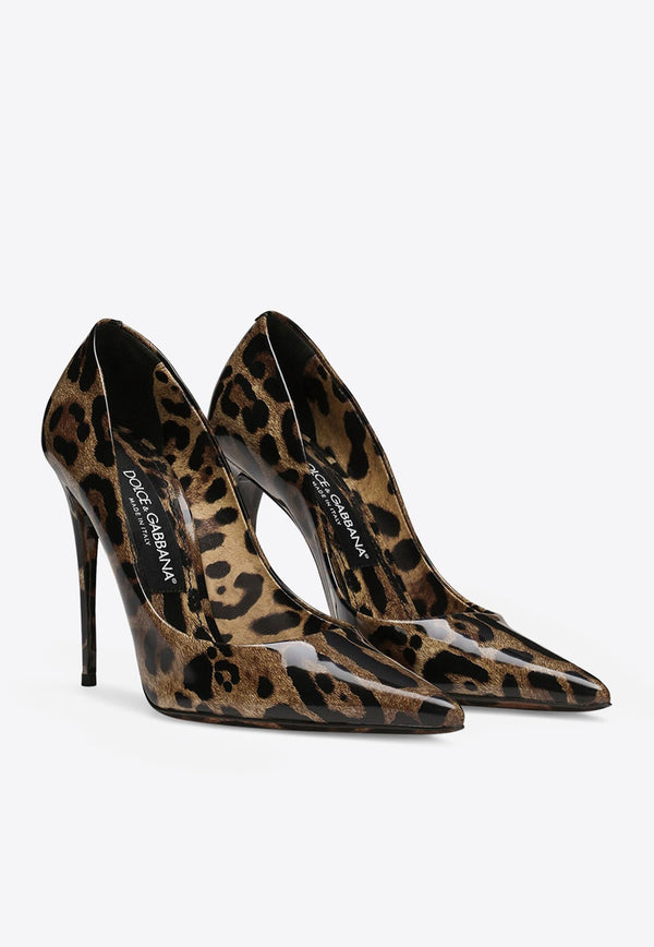 Lollo 105 Animal Print Pumps in Polished Leather