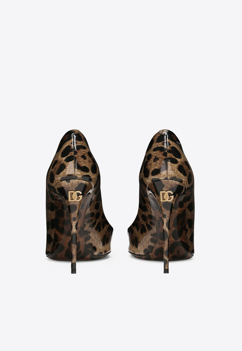 Lollo 105 Animal Print Pumps in Polished Leather