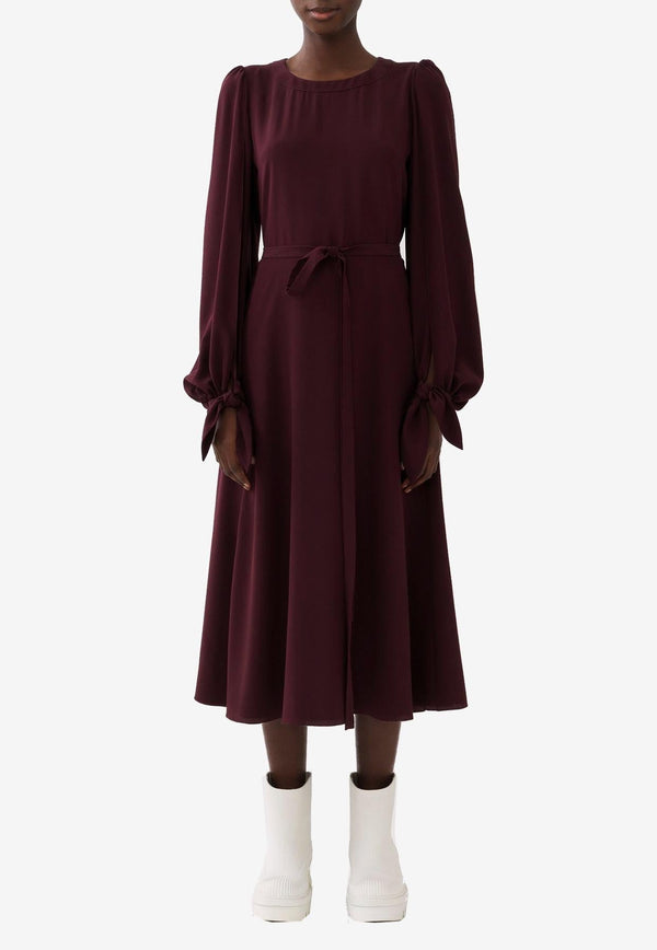 Long-Sleeved Midi Dress in Silk
