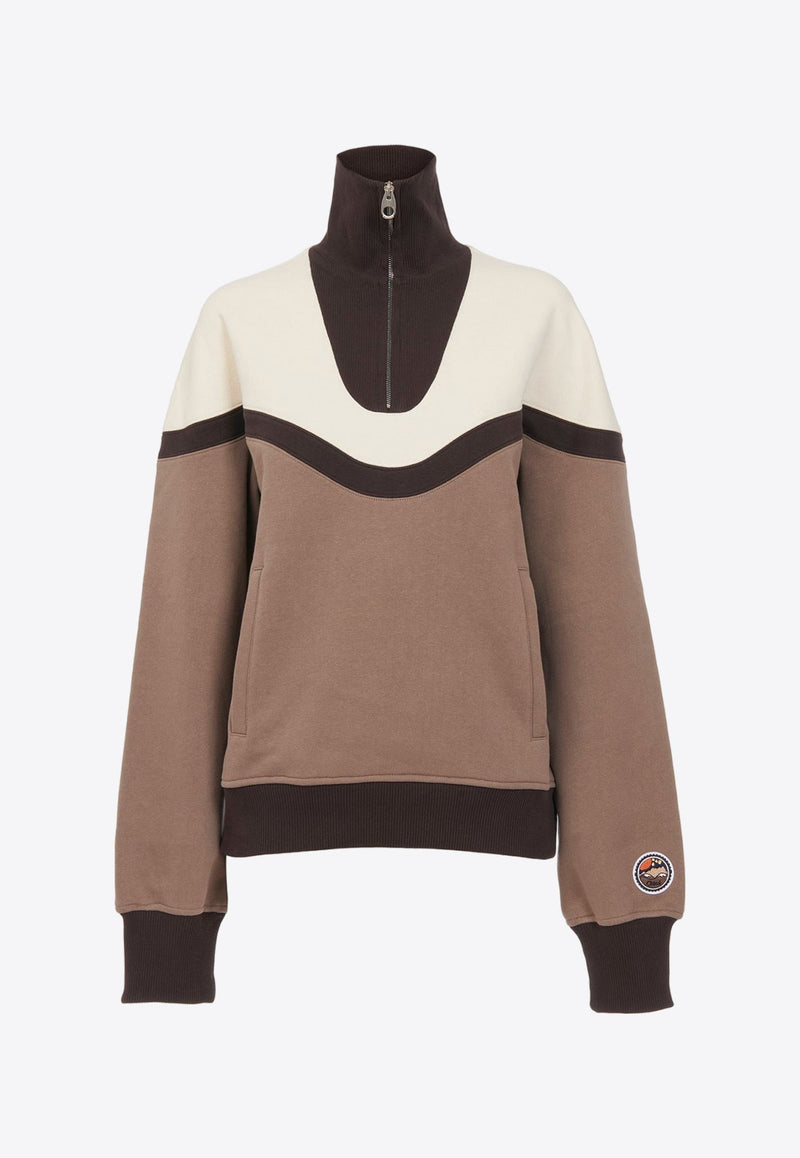 High-Collar Half-Zipped Sweatshirt
