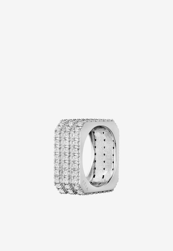 Candy Triple Ring in 18-karat White Gold with Diamonds