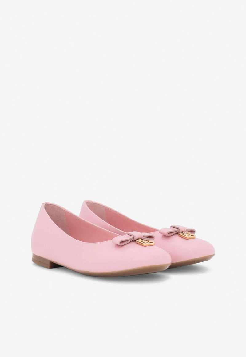 Girls DG Logo Patent Leather Ballet Flats