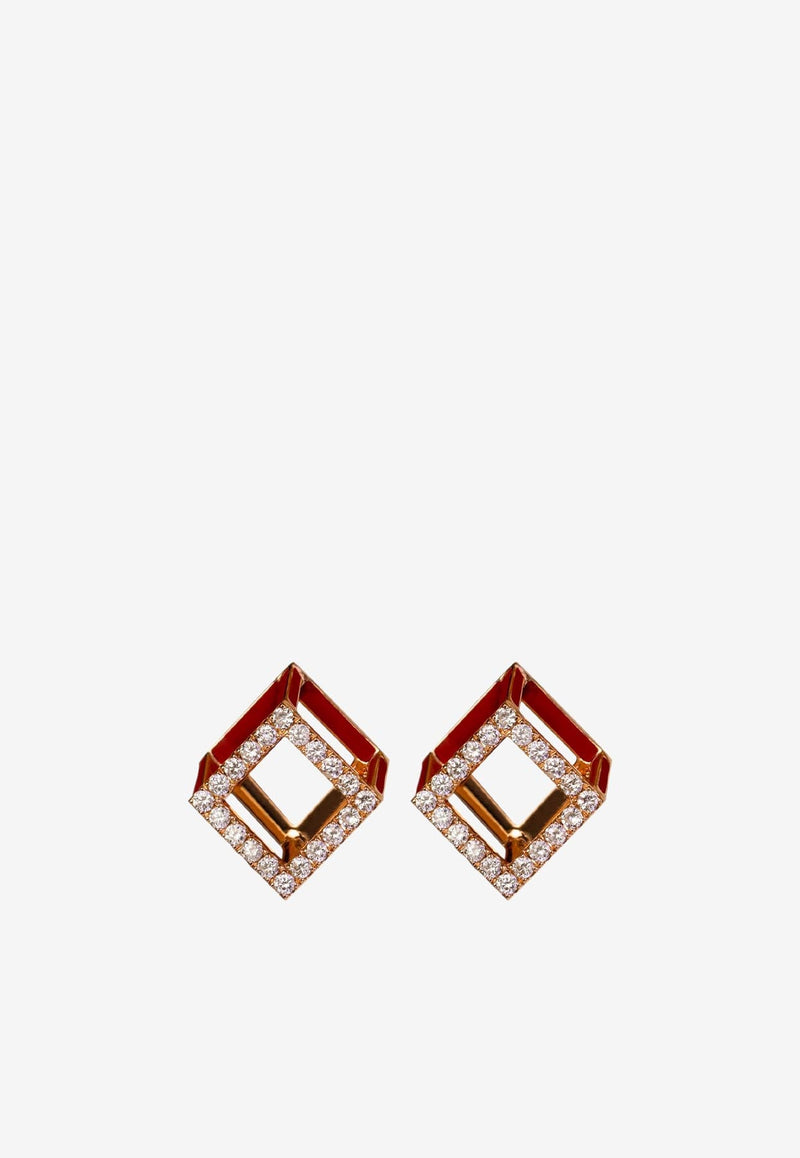 Cube Mirage Diamond Earrings in 18-karat Rose Gold