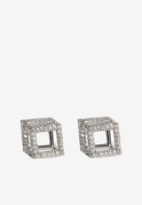 Cube Mirage Diamond Earrings in 18-karat White Gold