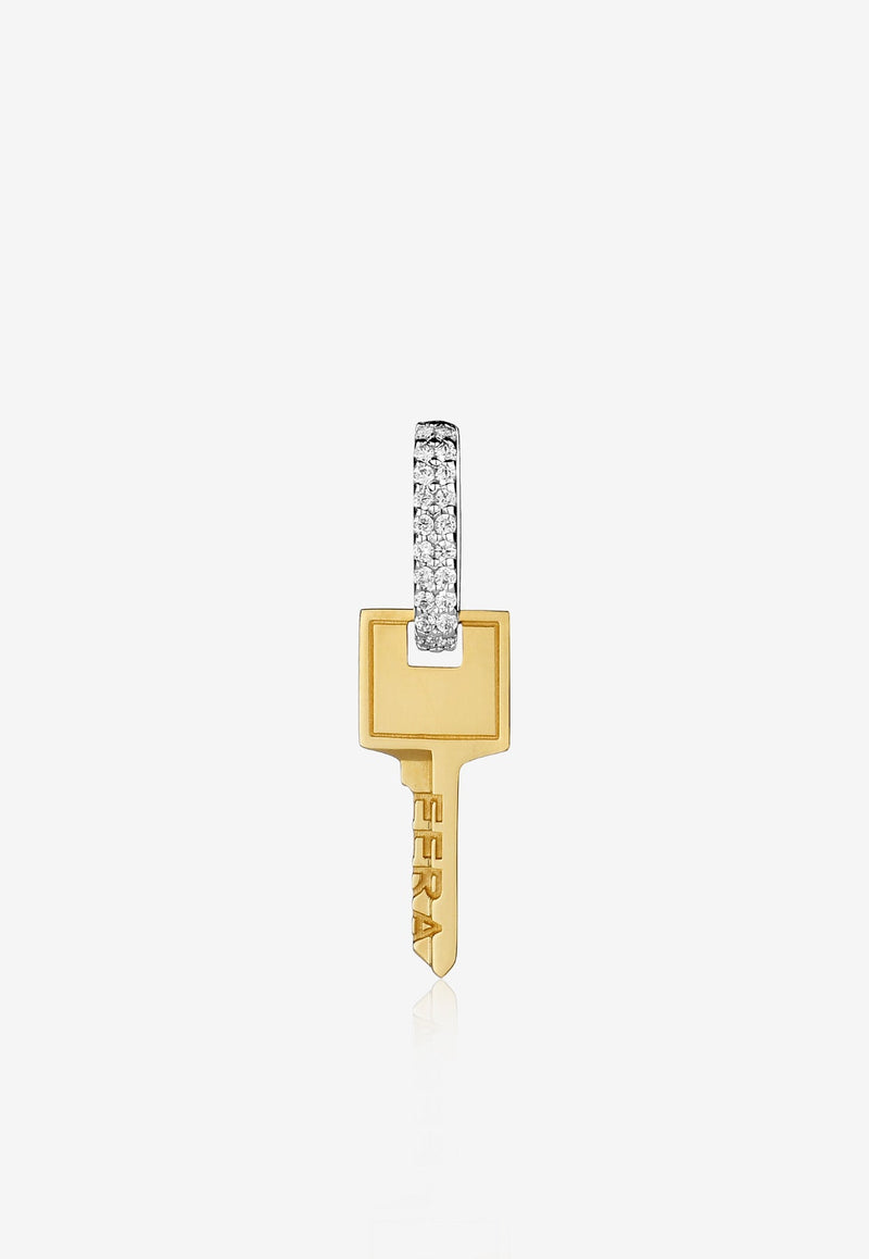 Special Order - Small Key Single Earring in 18-karat Yellow Gold with Diamonds