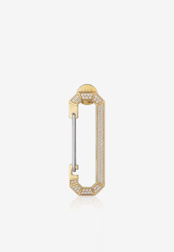 Special Order - Small NY Single Diamond Paved Earring in 18K Yellow Gold