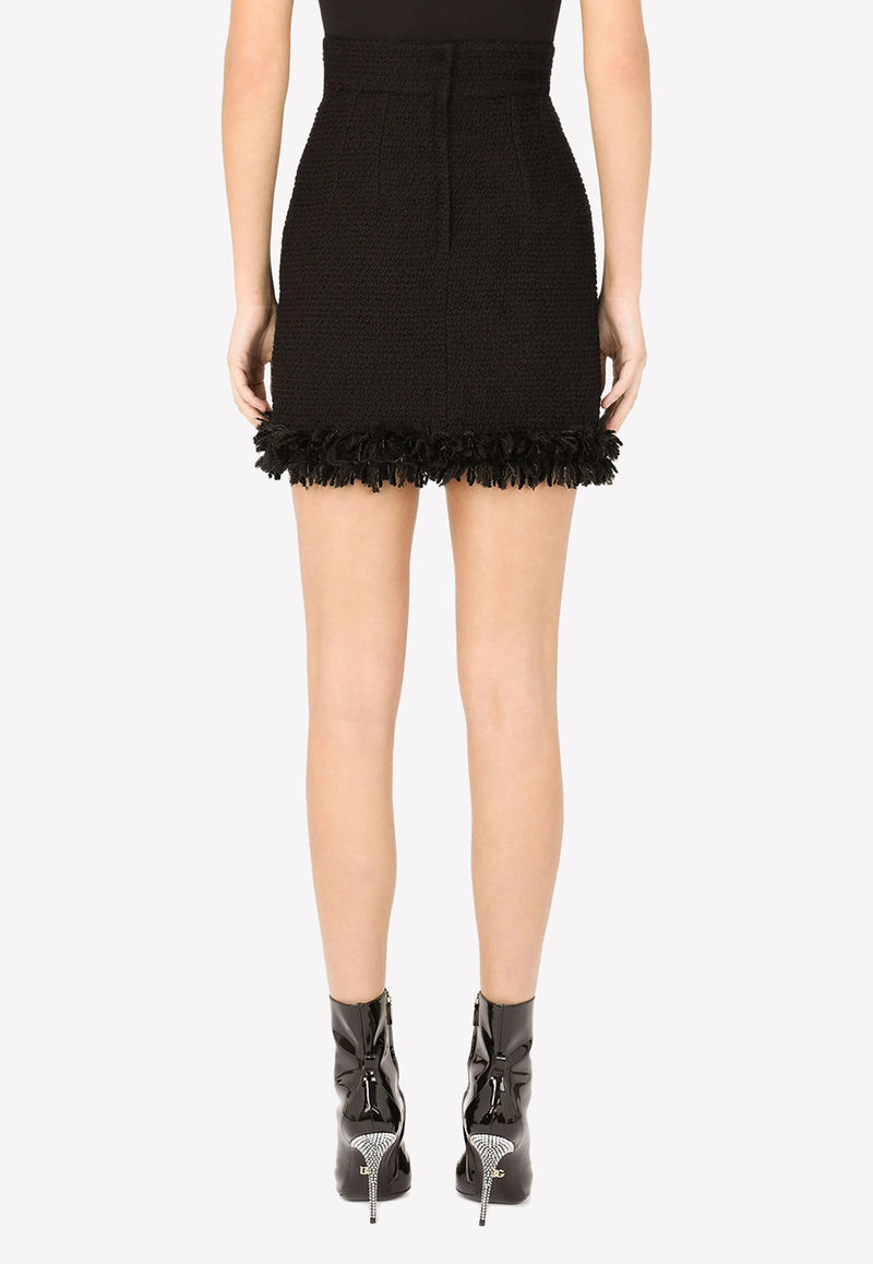 High-Rise Bouclé Mini Skirt