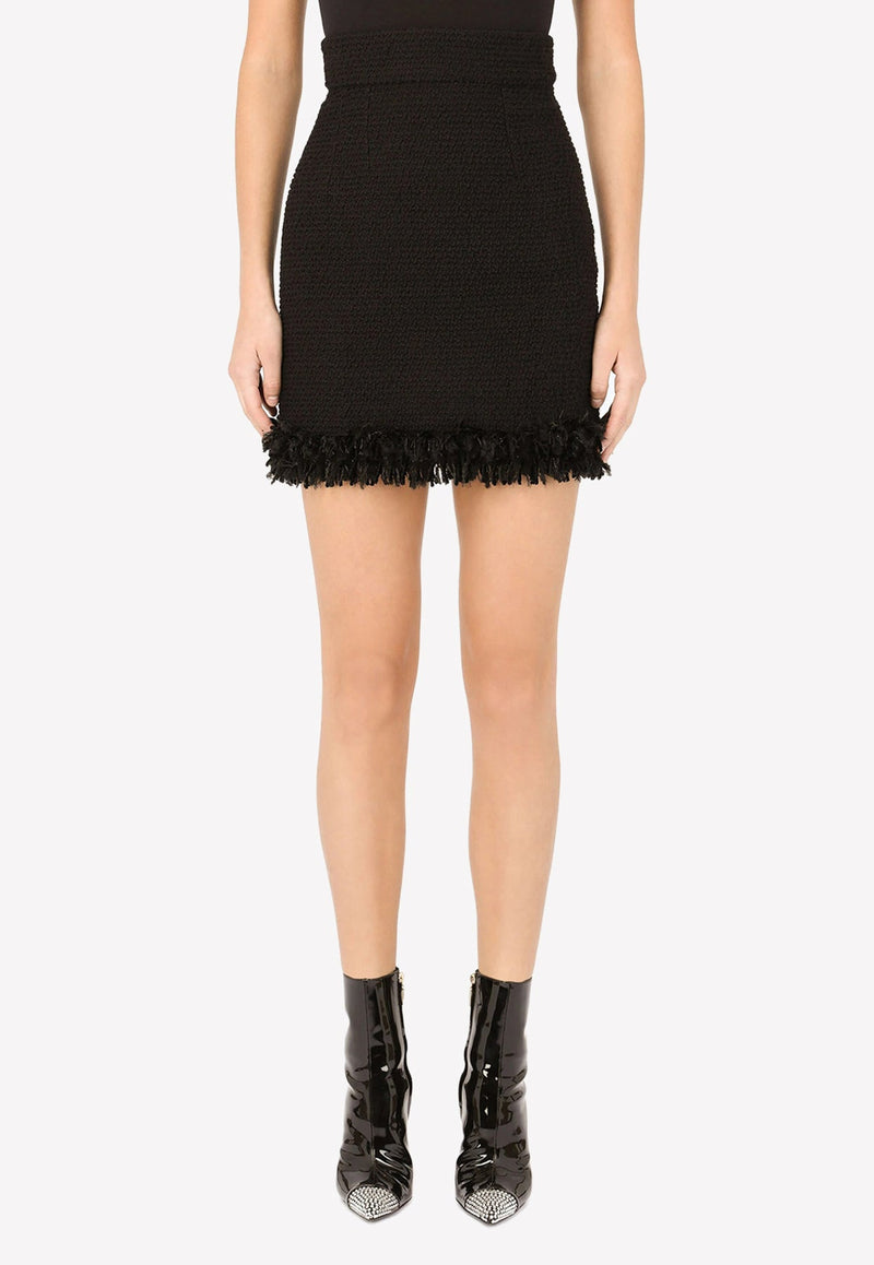 High-Rise Bouclé Mini Skirt