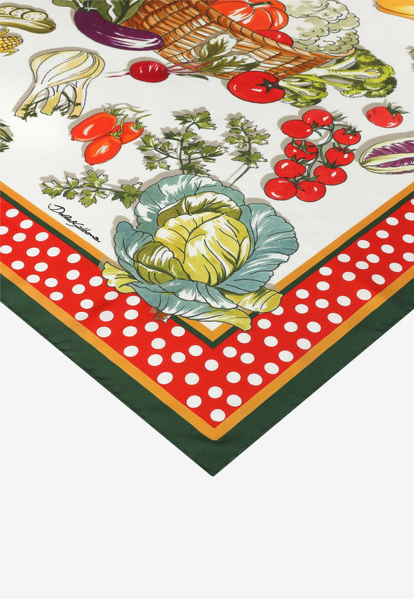 Vegetable Print Scarf in Silk