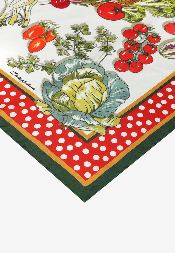 Vegetable Print Silk Scarf