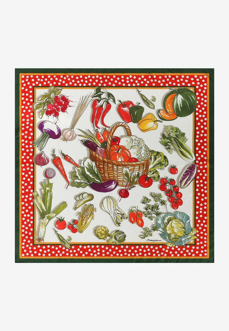 Vegetable Print Silk Scarf