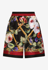 Silk Floral Bermuda Shorts