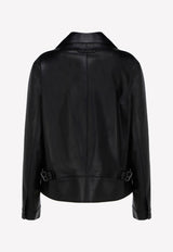 Asymmetric Zip Biker Jacket in Leather