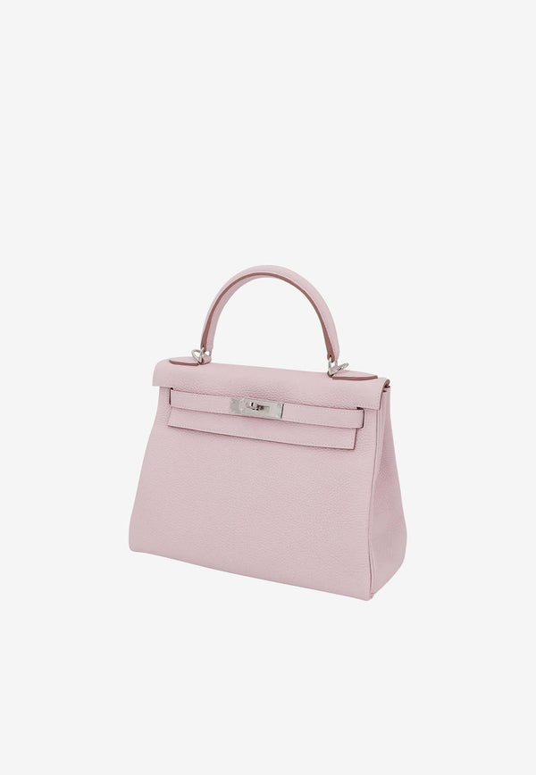 Kelly 28 in Mauve Pale Clemence Leather with Palladium Hardware